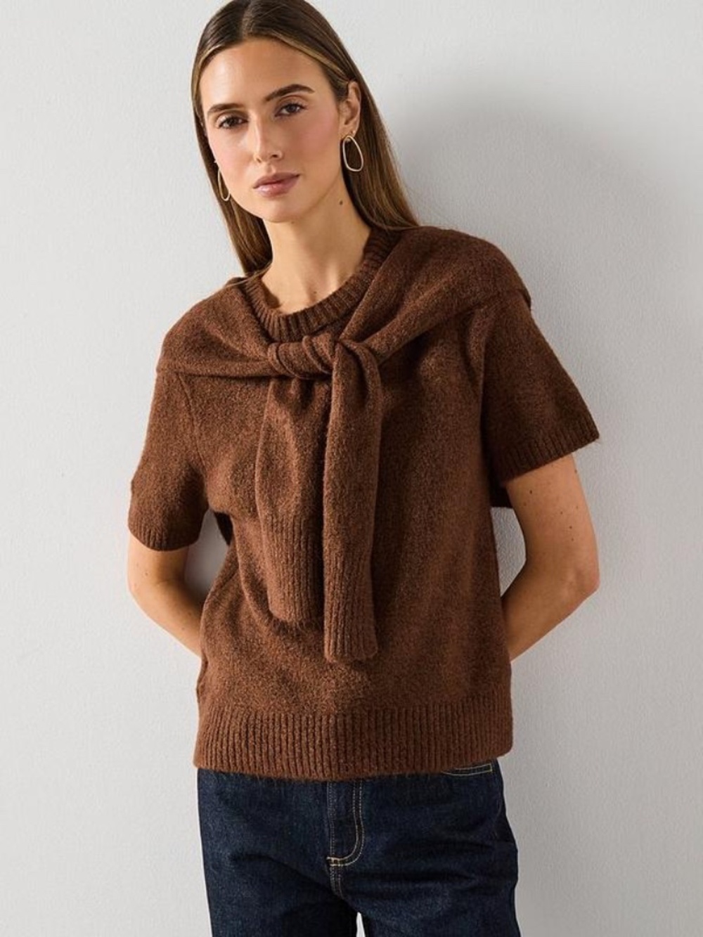 NWOT Mango Tie Neck Sweater